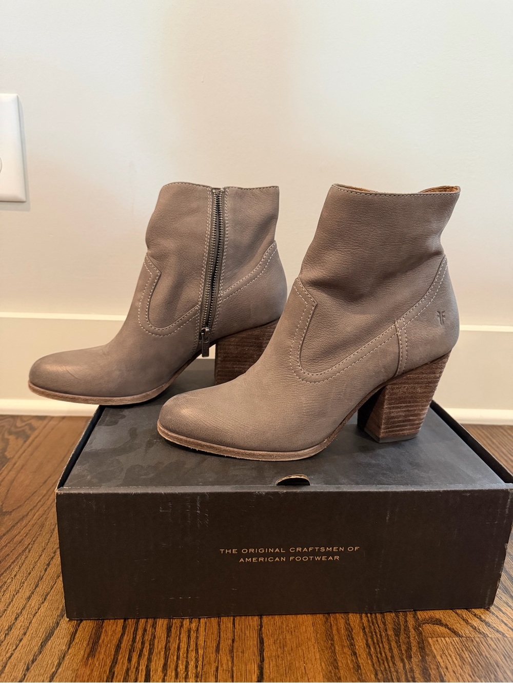 Women's Taupe Ankle Boots with Block Heel